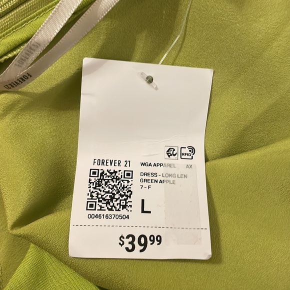 Chartreuse Green Linen Midid Dress Size Large NWT - Picture 4 of 8